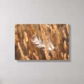 Toile Elégante Plumes Blanches En Herbe Pré Doré (Recto)