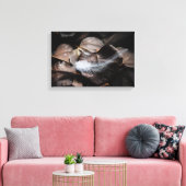 Toile Elégante Plumes Blanches Sur Feuilles Espresso Col (Insitu(Salon))