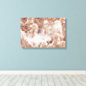 Toile Elégante Plumes Blanches Sur Fleurs Roses Vides (Insitu (Plancher de Bois))