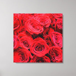 Toile Élégante rose rouge fleurs rouges rouge floral rou