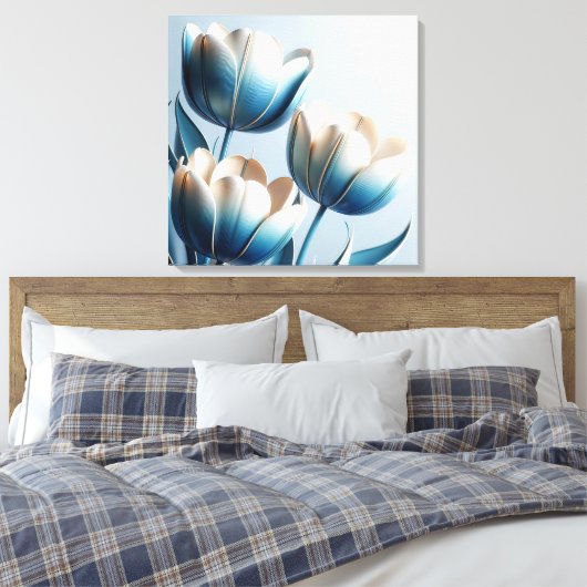 Toile Élégantes tulipes bleues et blanches (Insitu(Chambre))