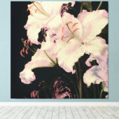 Toile Élégants lys blancs sur fond noir floral (Insitu (Plancher de Bois))