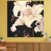 Toile Élégants lys blancs sur fond noir floral (Insitu(Salon))
