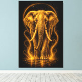 Toile Élément d'art éléphant doré rayonnant (Insitu (Plancher de Bois))