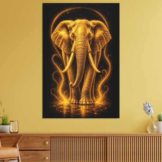 Toile Élément d'art éléphant doré rayonnant (Insitu(Salon))