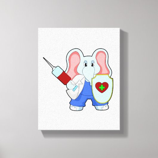 Toile Eléphant à la vaccination avec seringue (Recto)