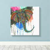 Toile Eléphant arc-en-ciel (Insitu (Plancher de Bois))