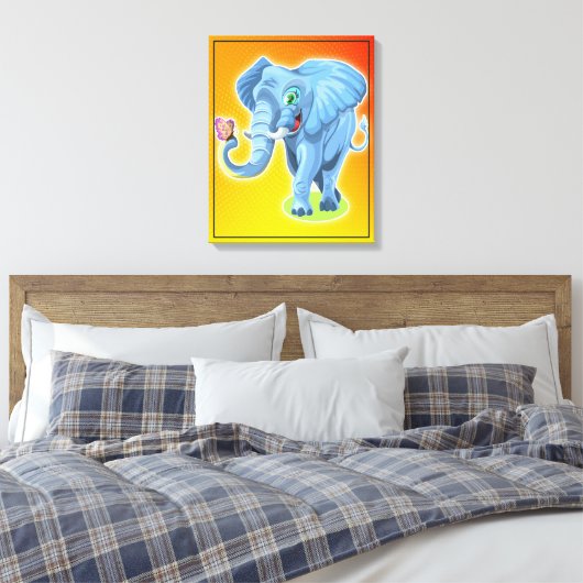 Toile Eléphant avec papillon (Insitu(Chambre))
