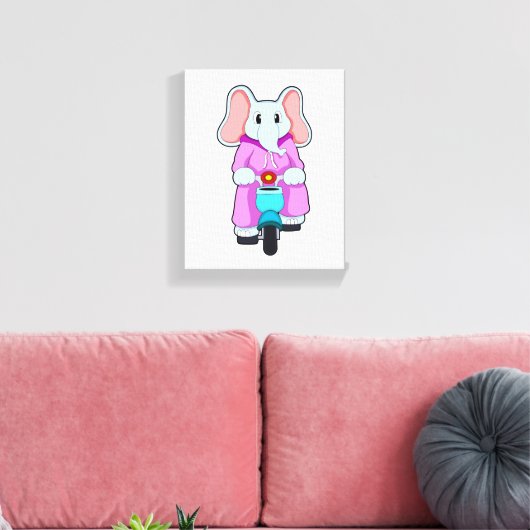 Toile Eléphant avec vélo (Insitu(Salon))