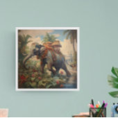 Toile éléphant botanique vintage avec howdah