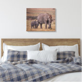 Toile Éléphant d'Afrique avec bébé (Insitu(Chambre))