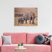 Toile Éléphant d'Afrique avec bébé (Insitu(Salon))