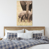Toile Éléphant d'Afrique bébé avec sa mère (Insitu(Chambre))