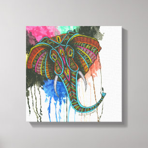 Toile Éléphant d'arc-en-ciel