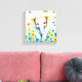 Toile Éléphant de bébé courant dans les fleurs (Insitu(Salon))