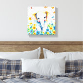 Toile Éléphant de bébé courant dans les fleurs (Insitu(Chambre))