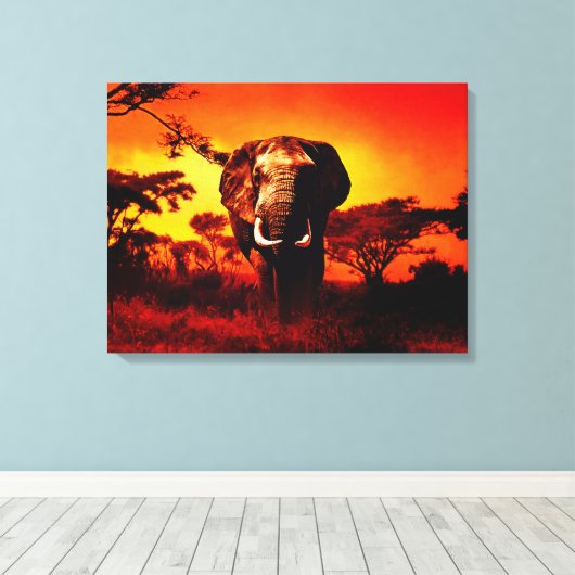 Toile Eléphant du coucher du soleil (Insitu (Plancher de Bois))