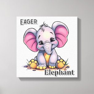 Toile Éléphant Empressé Art pour la Nurserie de Enfan