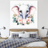 Toile Eléphant et fleurs (Insitu(Chambre))