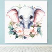 Toile Eléphant et fleurs (Insitu (Plancher de Bois))