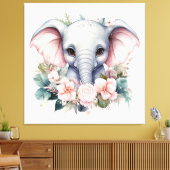 Toile Eléphant et fleurs (Insitu(Salon))