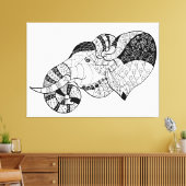 Toile Eléphant Head Zenstyle Doodle 6 (Insitu(Salon))