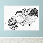 Toile Eléphant Head Zenstyle Doodle 6 (Insitu (Plancher de Bois))
