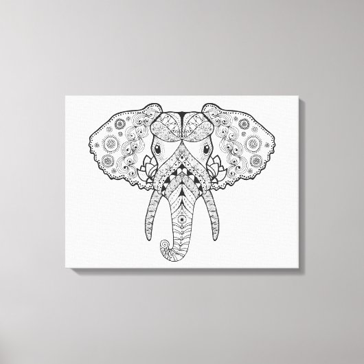 Toile Eléphant inspiré Zentangle (Recto)