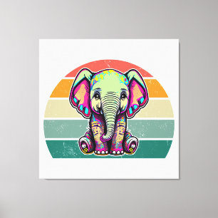 Toile Eléphant mignon assis illustration numérique