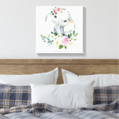 Toile Éléphant mignon avec florales bohèmes pour la cham (Insitu(Chambre))