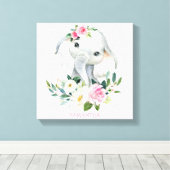 Toile Éléphant mignon avec florales bohèmes pour la cham (Insitu (Plancher de Bois))