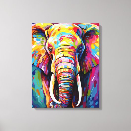 Toile éléphant peint de couleurs vives (Recto)