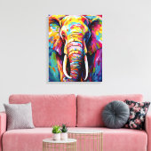 Toile éléphant peint de couleurs vives (Insitu(Salon))