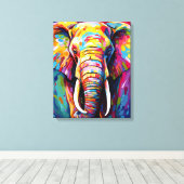 Toile éléphant peint de couleurs vives (Insitu (Plancher de Bois))