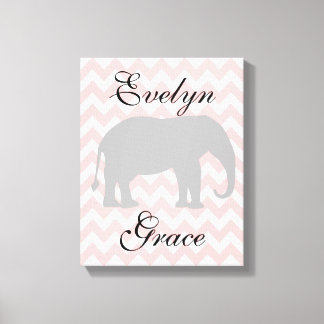 Toile Eléphant personnalisé Chevron Baby Girl Nursery
