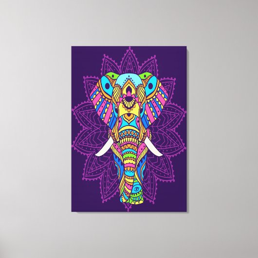 Toile Eléphant stylisé Art coloré (Recto)
