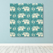 Toile Elephant Teal Caravan Pattern (Insitu (Plancher de Bois))