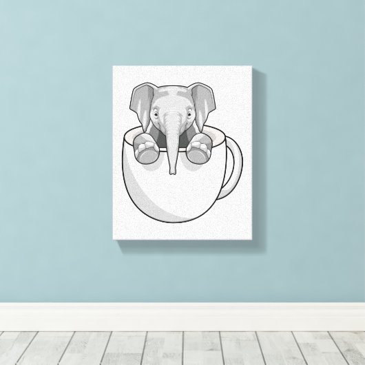 Toile Elephant with Cup (Insitu (Plancher de Bois))