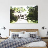 Toile Eléphants Africains Traversant La Route (Insitu(Chambre))