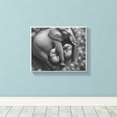 TOILE ÉLÉPHANTS BÉBÉS AVEC MÈRE (Insitu (Plancher de Bois))