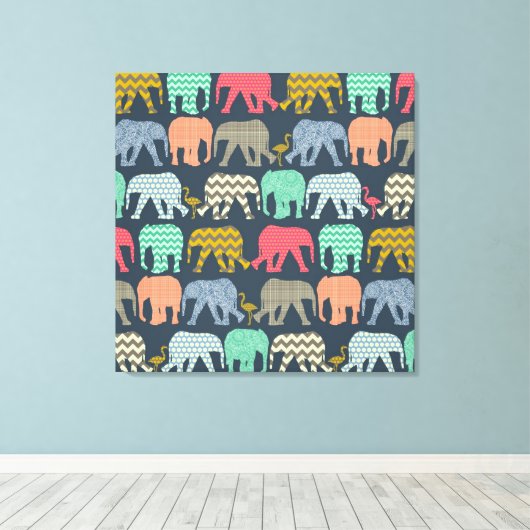 Toile éléphants et flamants (Insitu (Plancher de Bois))