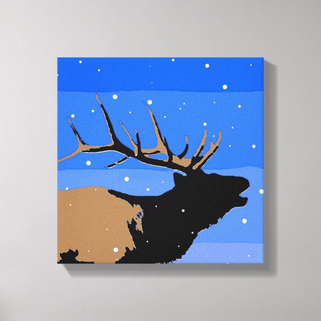 Toile Elk bouillonnant en hiver - Art original de la fau (Front)