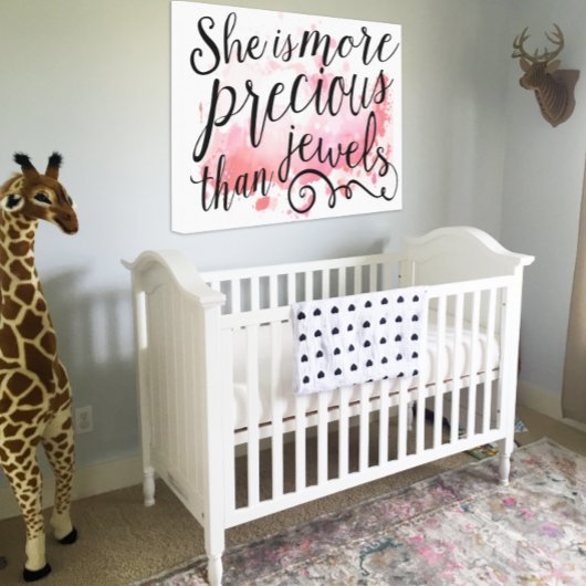 Toile Elle est plus précieuse que les bijoux rose Abstra