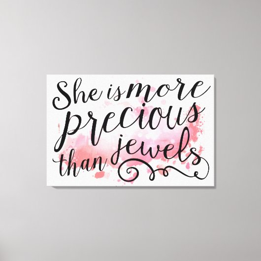Toile Elle est plus précieuse que les bijoux rose Abstra (Recto)