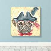 Toile emballée Blackface le Pug Pirate (Insitu (Plancher de Bois))