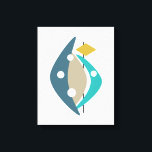 Toile Emballée Boomerang Arc Mid Century 11" x 14"<br><div class="desc">Cette magnifique toile enveloppée abstraite du milieu du siècle moderne présente des arcs boomerang et des formes triangulaires dans une combinaison de couleurs populaires au milieu du 20ème siècle - bleu turquoise, bleu marine, bronze et or. Cela fera un ajout charmant à votre maison de style rétro.</div>