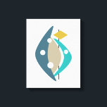 Toile Emballée Boomerang Arc Mid Century 11" x 14"<br><div class="desc">Cette magnifique toile enveloppée abstraite du milieu du siècle moderne présente des arcs boomerang et des formes triangulaires dans une combinaison de couleurs populaires au milieu du 20ème siècle - bleu turquoise, bleu marine, bronze et or. Cela fera un ajout charmant à votre maison de style rétro.</div>