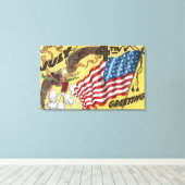 Toile Emblème d'aigle tenant des feux d'artifice, Drapea (Insitu (Plancher de Bois))