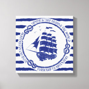 Toile Emblème nautique avec le bateau de navigation
