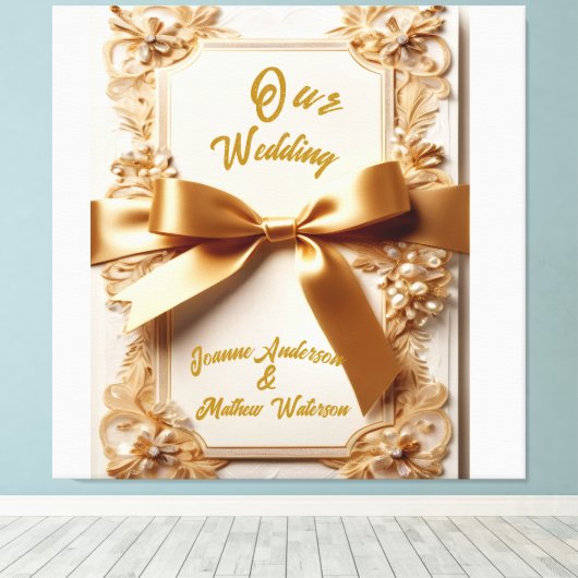 Toile "Embossed Floral Wedding Invitation Satin Bow  (Insitu (Plancher de Bois))